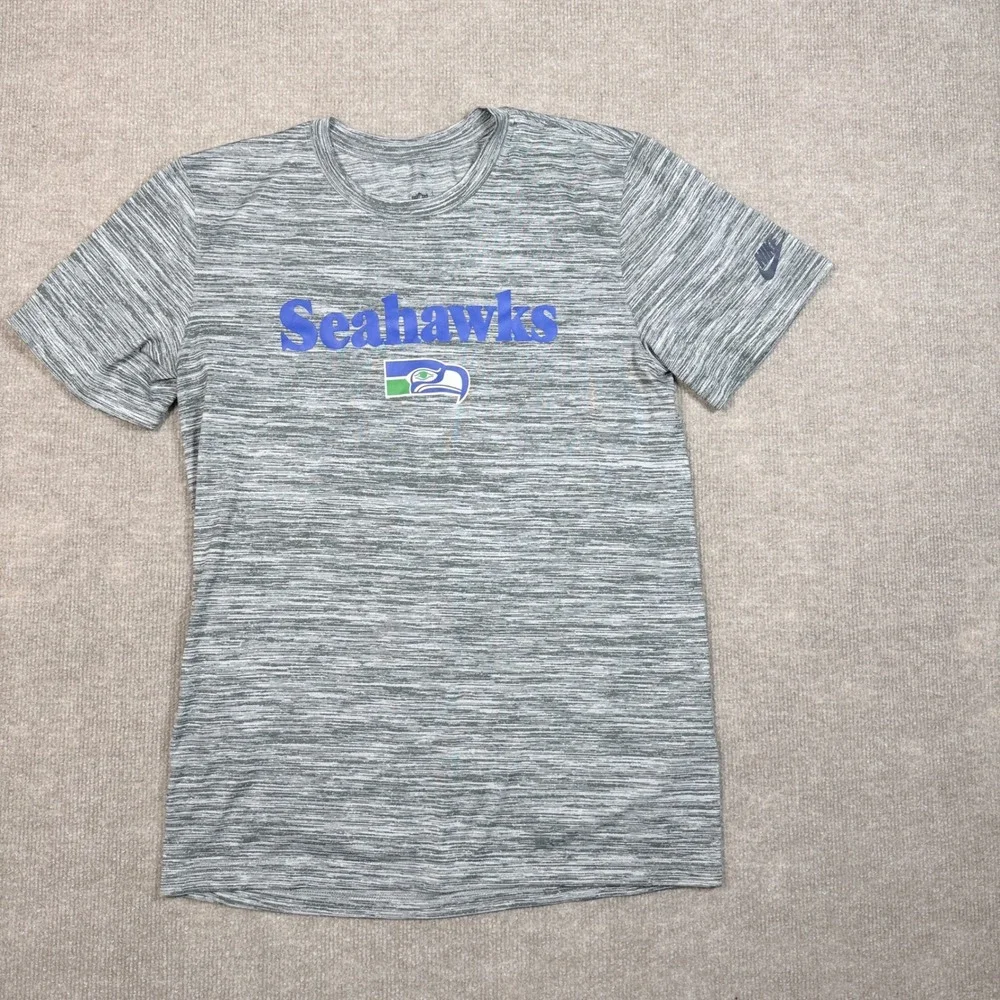Nike Seattle Seahawks Dri-FIT T-Shirt Womens Small Gray Space Dye NFL Training